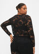 Langermet bluse med blondekant og V-hals, Black, Model image number 1