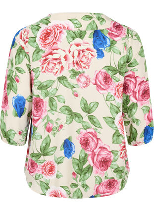 Blomstrete skjorte med 3/4-ermer, Bright Flower, Packshot image number 1