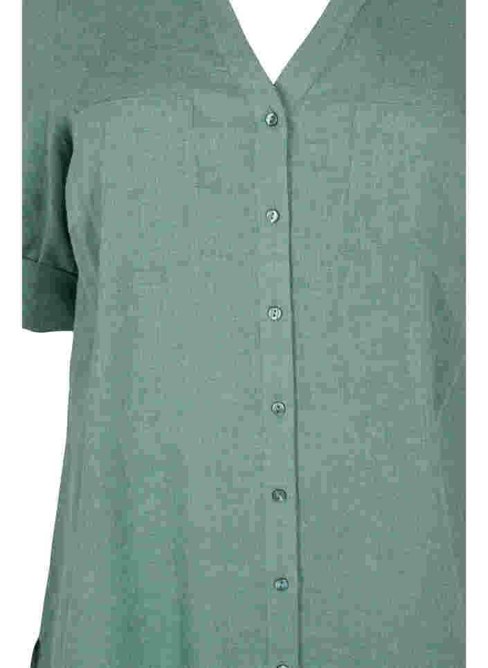 Lang skjorte med 3/4-ermer og V-hals, Balsam Green, Packshot image number 2