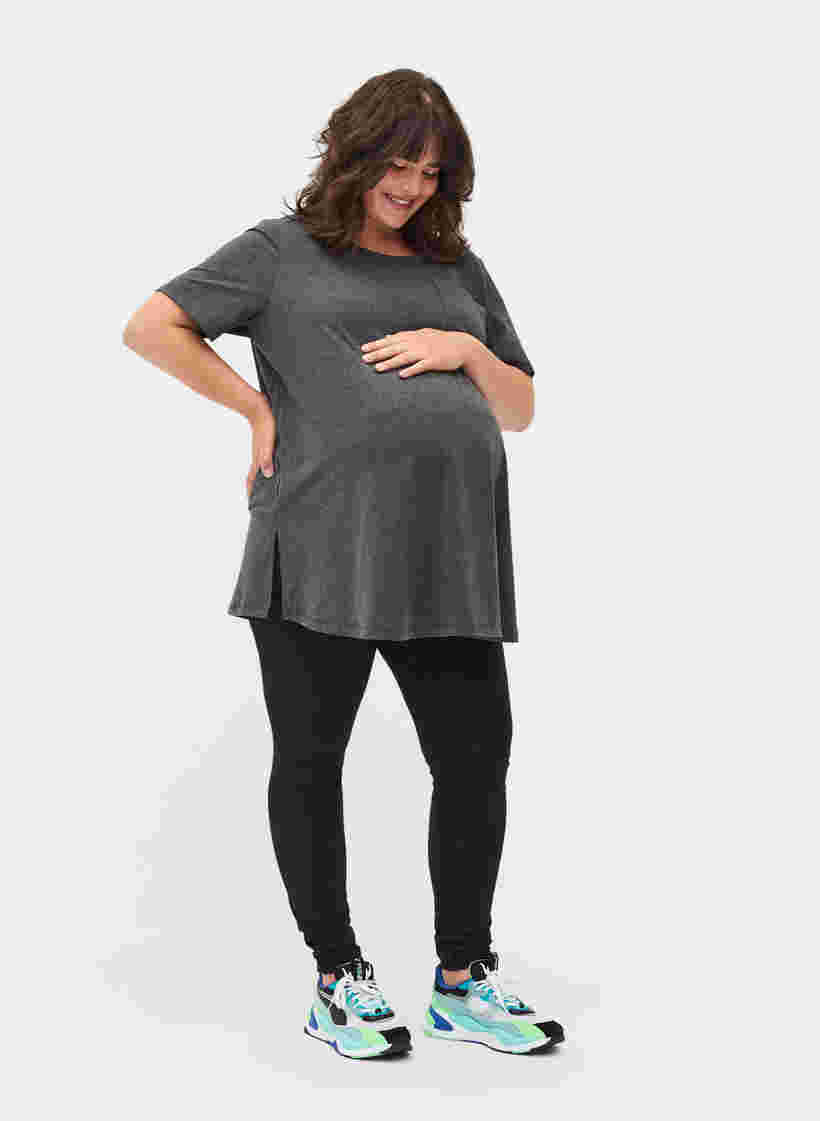 T-skjorte til gravide i bomull, Dark Grey Melange, Model image number 2