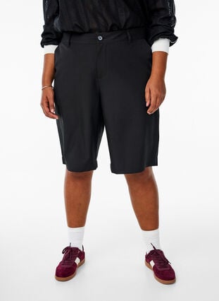 Zizzi Bermuda shorts med høy midje, Black, Model image number 2