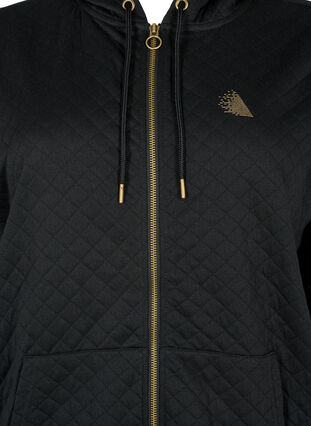 Vattert sportscardigan med hette, Black, Packshot image number 2