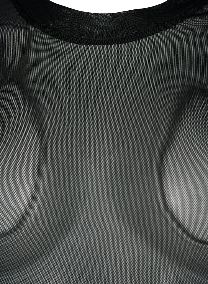 Ensfarget meshbluse, Svart, Packshot image number 2