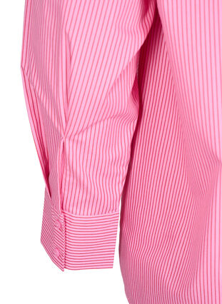 Zizzi Løs langermet skjorte med striper, Rosa, Packshot image number 3