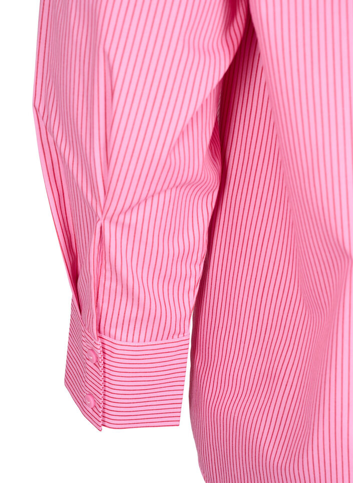 Løs langermet skjorte med striper, Rosa, Packshot image number 3
