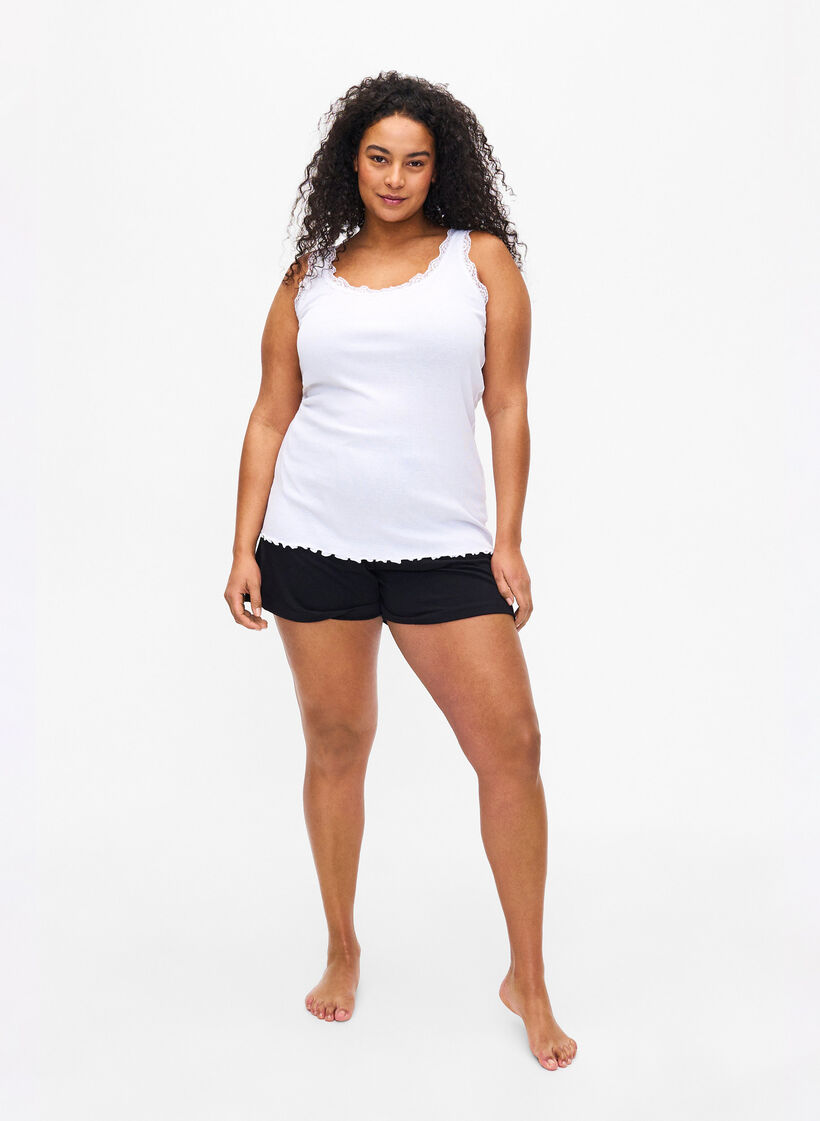 Topp med blondekant, Hvit, Model image number 1