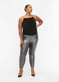 Sølvfarget tights som er høye på livet, Dark Silver, Model