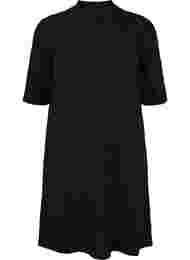 Mønstrete kjole med glitter og korte ermer, Black/Black Lurex