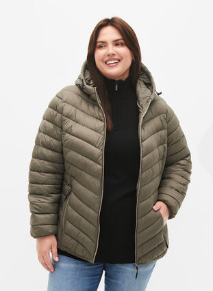 Lettvektsjakke med hette, Bungee Cord , Model image number 0