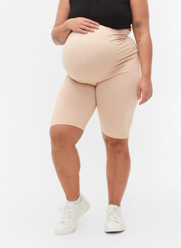Tettsittende gravidshorts i bomull, Frappé, Model image number 2