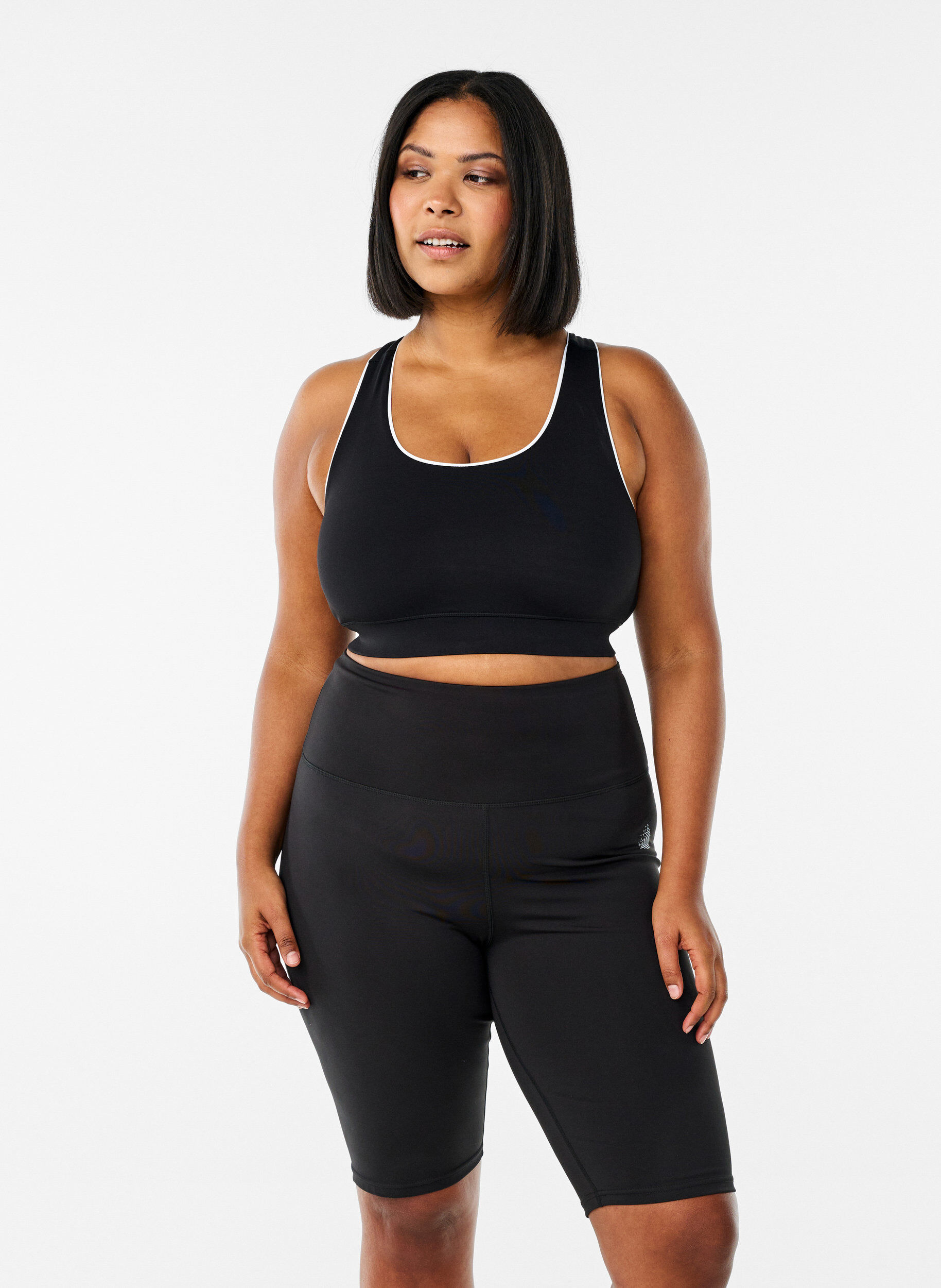 Zizzi Lange tettsittende treningsshorts, Svart, Model image number 0