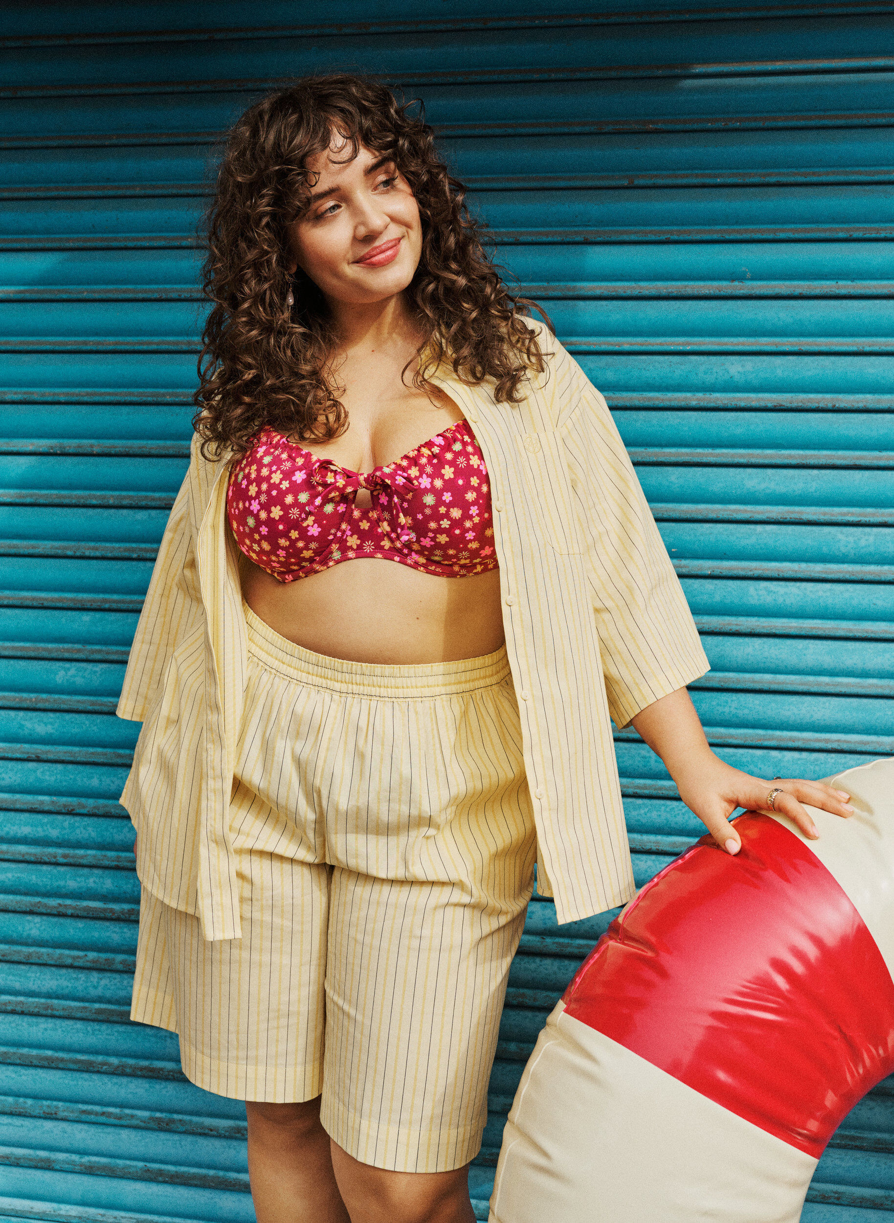 ZizziStripete bluse i en Loose fit, Gul, Image image number 0