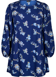 FLASH - Langermet tunika med rund hals, Blue Flower