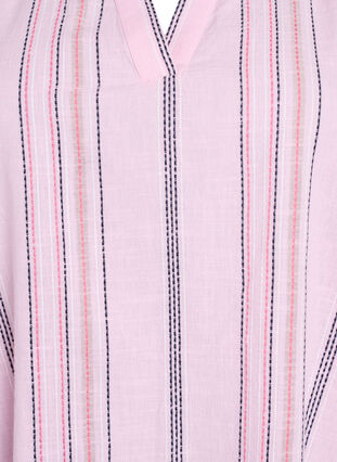 Zizzi Kort bomullskjole med stripet mønster, Rosa, Packshot image number 2