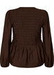Bluse med smock og lange ermer, Brun, Packshot image number 1