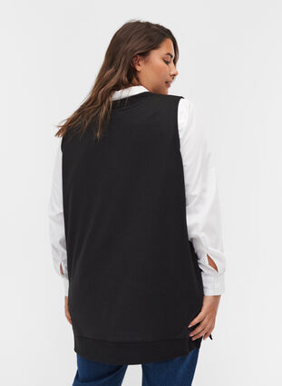 Ensfarget vest med splitt, Black, Model image number 1