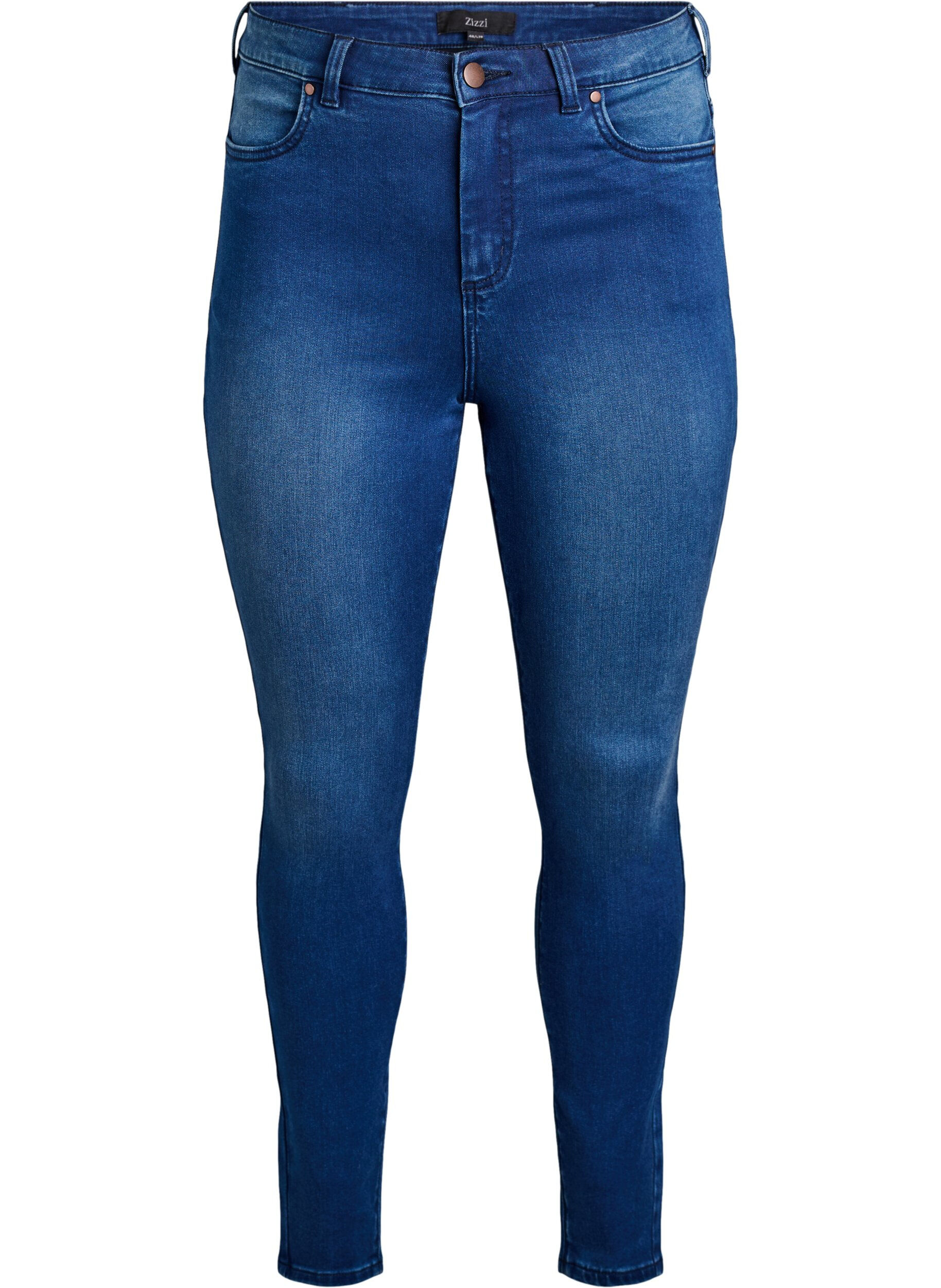 Zizzi Super slim Amy jeans med h&oslash;y midje, Bl&aring;, Packshot image number 0