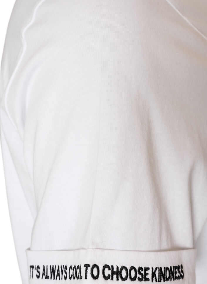 T-skjorte i bomull med tekstbroderi, Hvit, Packshot image number 3