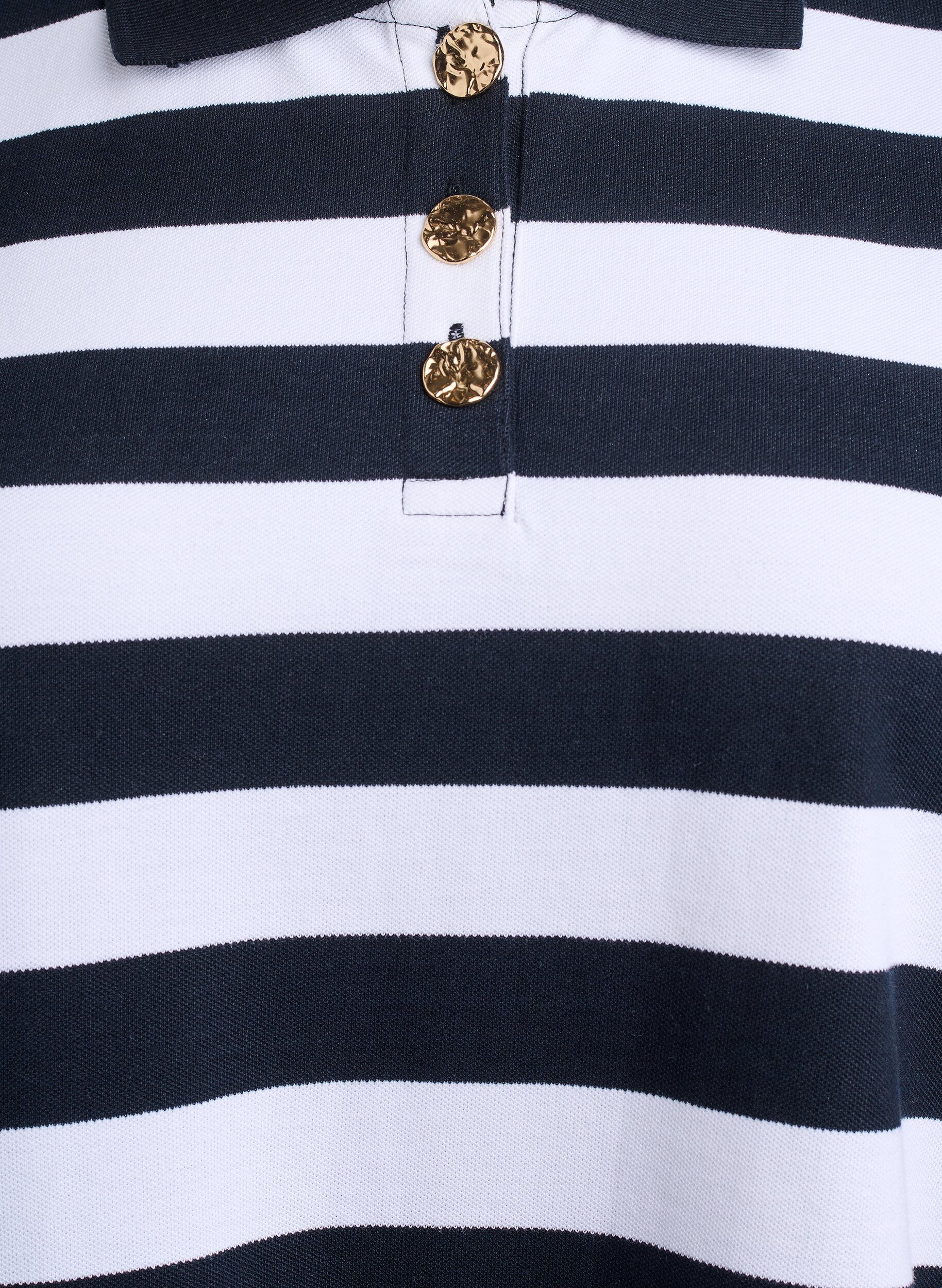 Zizzi Stripete poloskjorte med lange ermer, Svart, Packshot image number 2