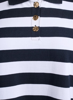 Zizzi Stripete poloskjorte med lange ermer, Svart, Packshot image number 2