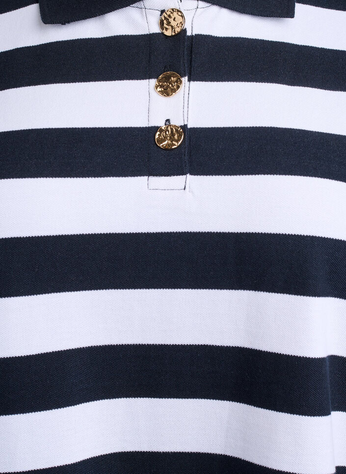 Stripete poloskjorte med lange ermer, Svart, Packshot image number 2