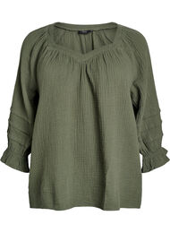 Bluse i bomullsmusselin med 3/4 ermer, Thyme