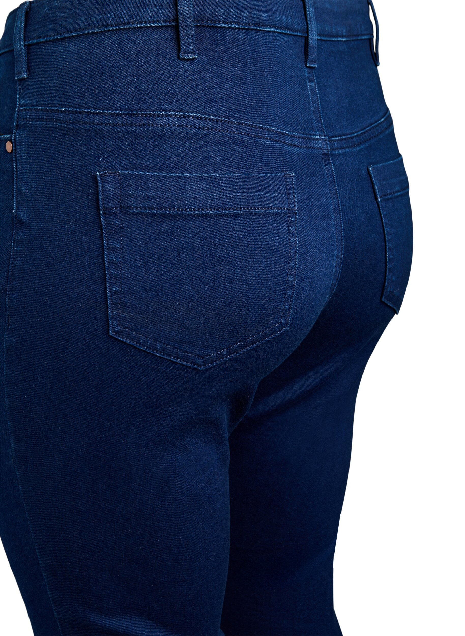 ZizziSlim fit Army caprijeans med h&oslash;y midje, Bl&aring;, Packshot image number 3