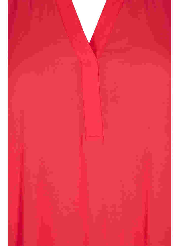 Bluse med 3/4 ermer og V-hals, Hibiscus, Packshot image number 2