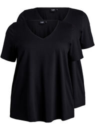 FLASH - 2-pakke t-skjorter med v-hals, Black/Black