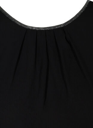 Ensfarget bluse med korte ermer, Black, Packshot image number 2