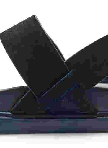 Wide fit sandal i semsket skinn, Black, Packshot image number 4