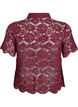 Skjortebluse i blonde med perleknapper, Mørk Bordeaux, Packshot image number 1