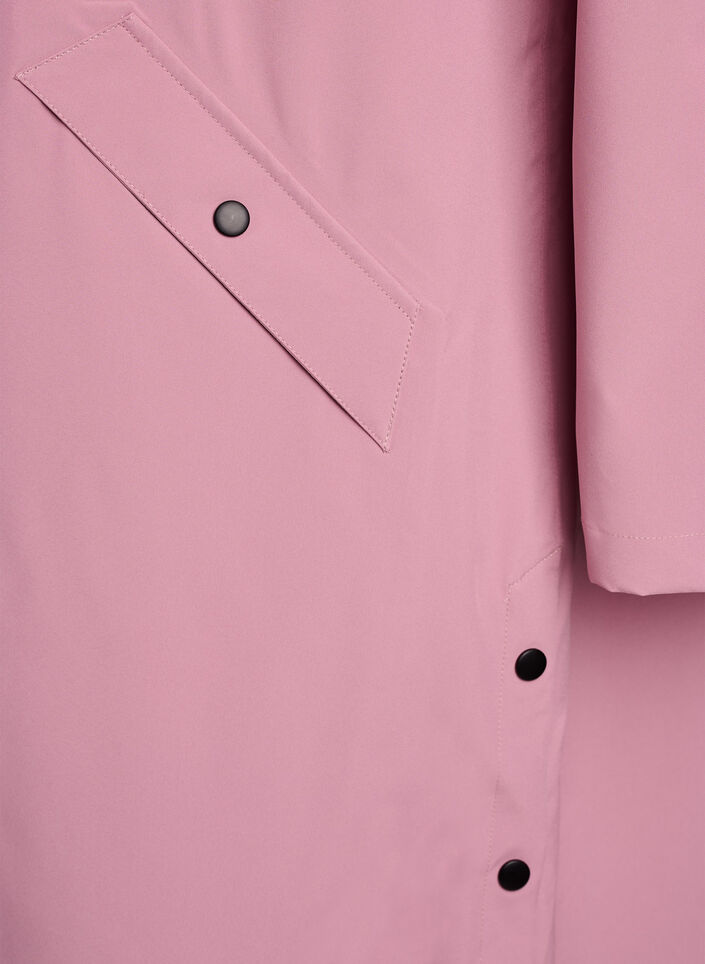 Regnjakke med lommer og hette, Rosa, Packshot