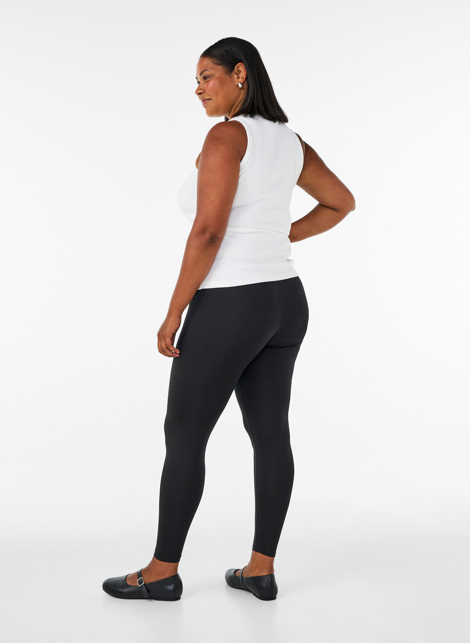 Zizzi2-pack basis leggings, Svart, Model image number 2