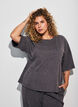 A-line jerseybluse med albuelange ermer, Gr&aring;, Model image number 0