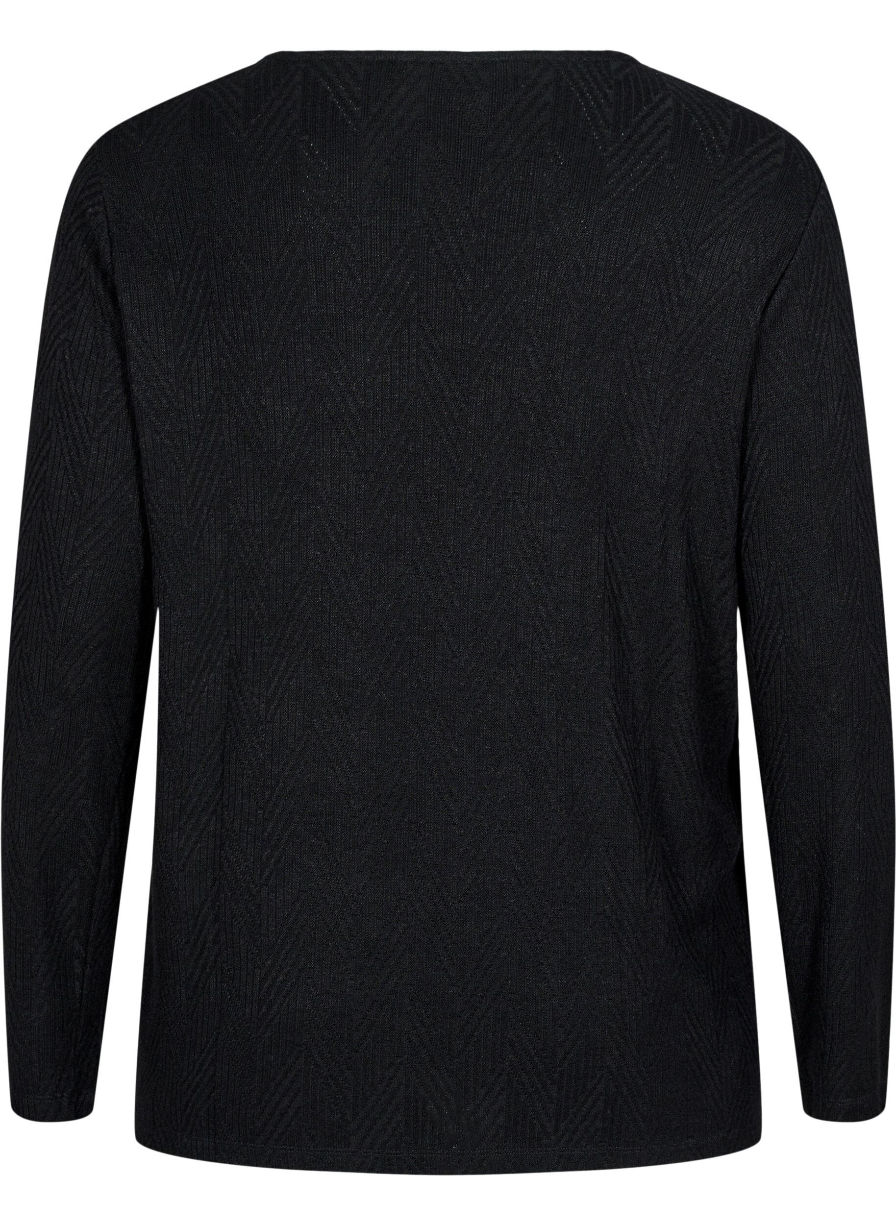 Zizzi M&oslash;nstret bluse med lange ermer, Svart, Packshot image number 1