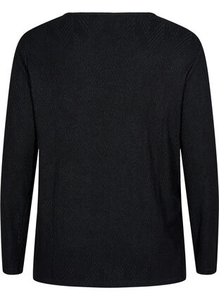 Zizzi Mønstret bluse med lange ermer, Svart, Packshot image number 1