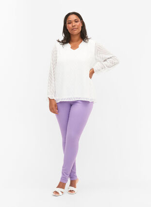 Amy jeans med høyt liv og super slim fit, Chalk Violet, Model image number 0