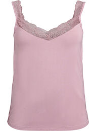 Viscose-topp med blondedetaljer, Rosa