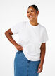 Basic T-skjorte i bomull med rund hals, Hvit, Model image number 0