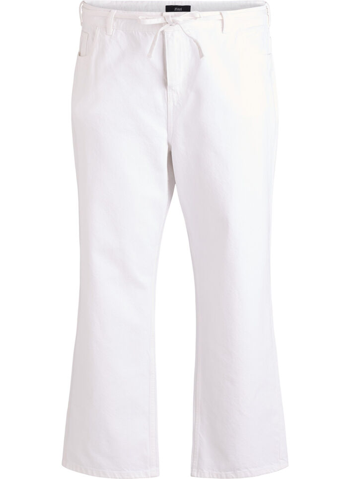 Straight fit jeans med knytebelte, Hvit, Packshot image number 0