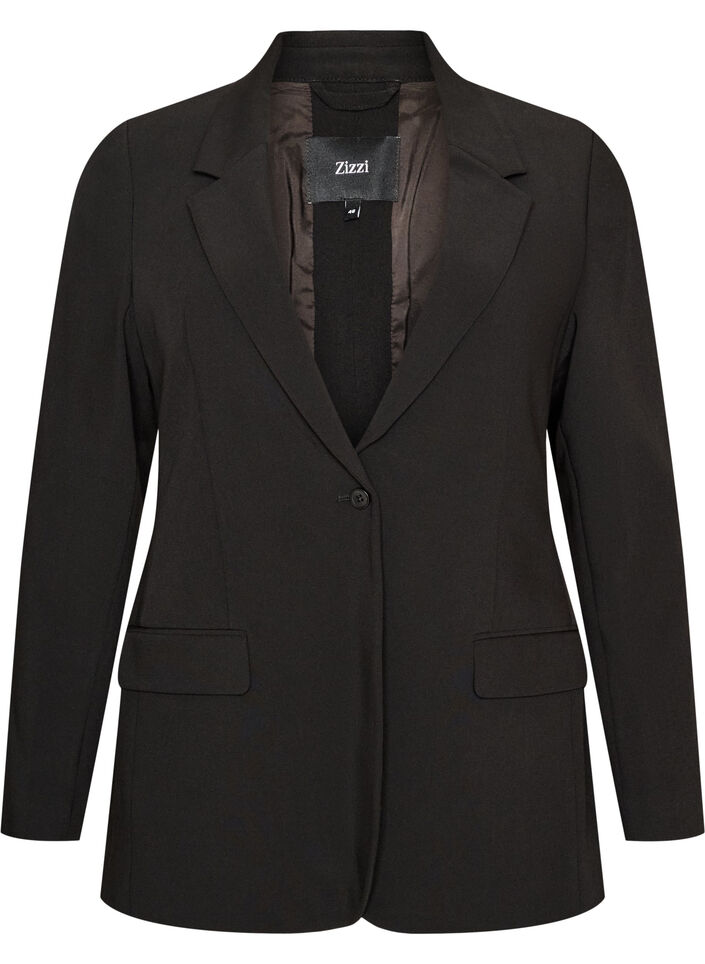 Blazer med splitt p&aring; ryggen og knytedetalj, Svart, Packshot image number 0