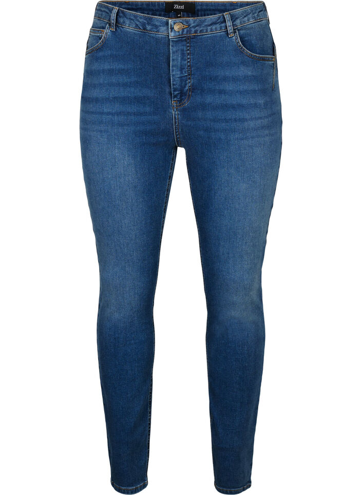 Super Slim Amy jeans med høyt liv, Blue denim, Packshot image number 0