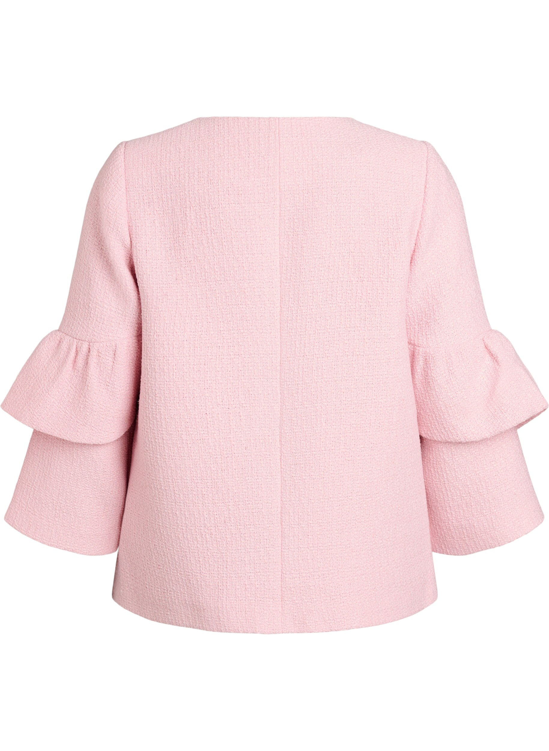 ZizziBoucl&eacute;-jakke med rysjedetaljer, Rosa, Packshot image number 1