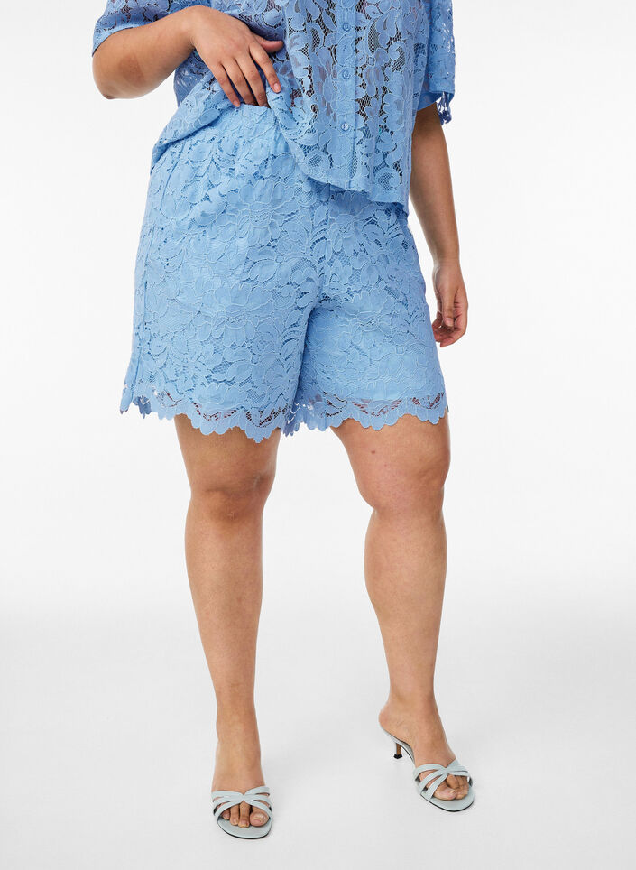 Blonder shorts med h&oslash;y midje og lommer, Bl&aring;, Packshot image number 2