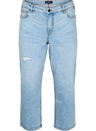 Cropped Vera jeans med distressed detaljer, Light Blue Denim