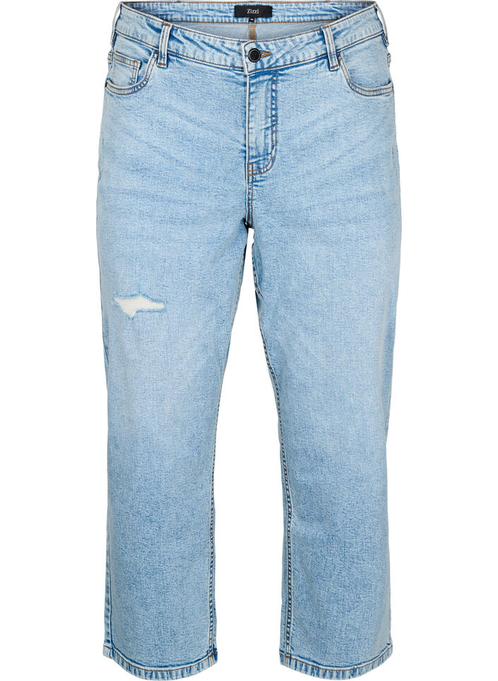 Cropped Vera jeans med distressed detaljer, Light Blue Denim, Packshot