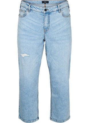Zizzi Cropped Vera jeans med distressed detaljer, Blå, Packshot image number 0