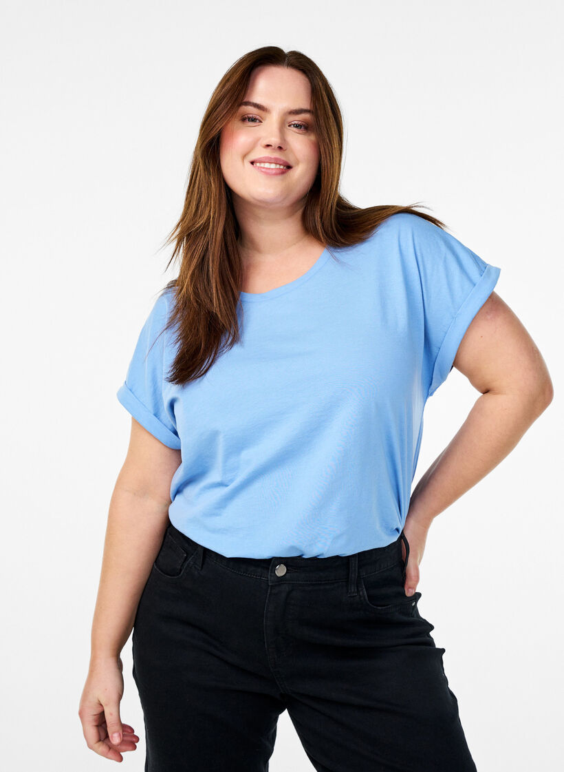 To-pakning t-skjorter med korte ermer, Bl&aring;, Model image number 0