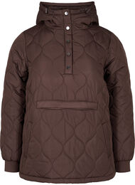 Quiltet termoanorakk med hette, Black Coffee